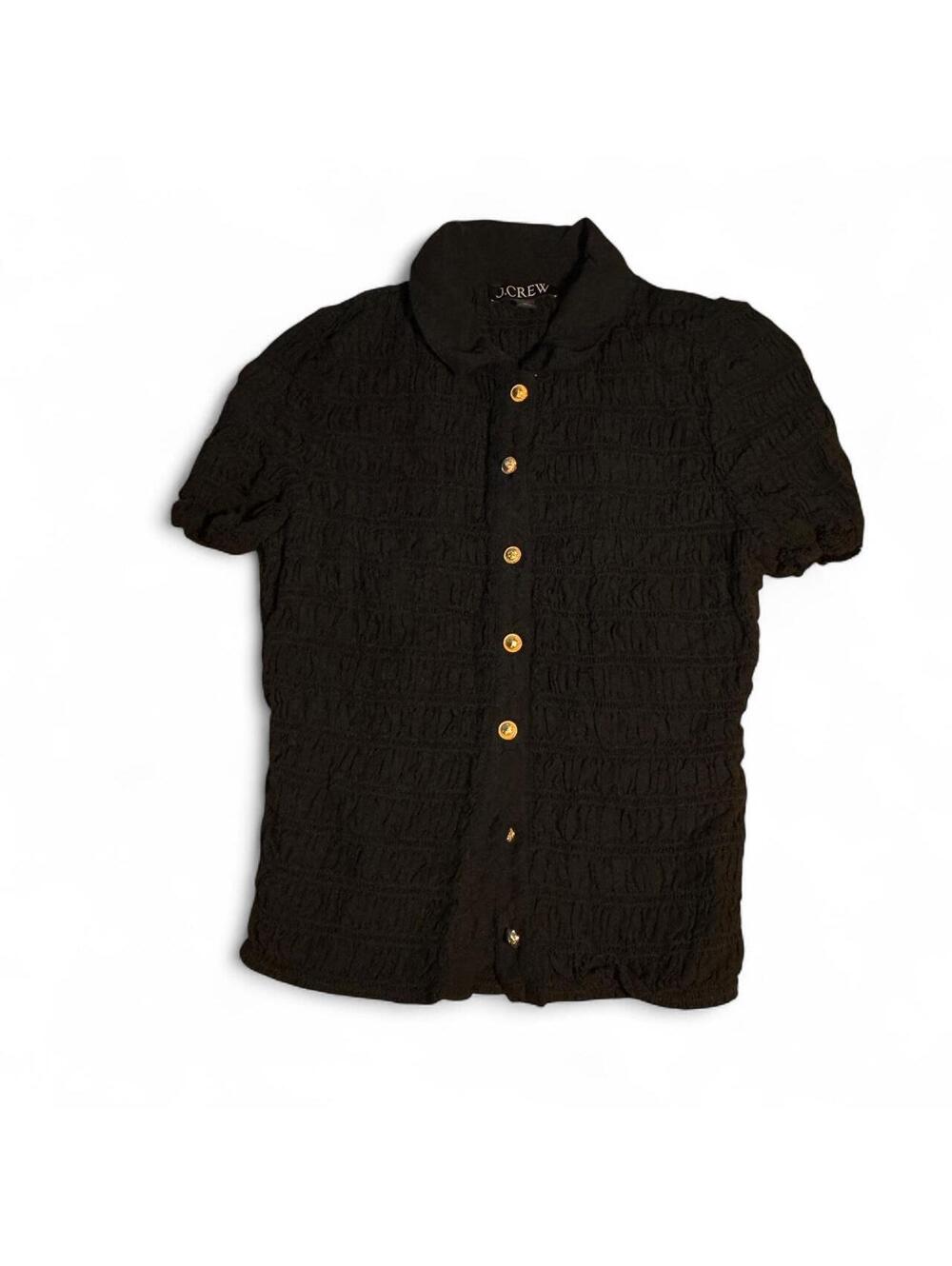 Black J.Crew Ruffle Button-Up Shirt with Gold buttons - Size XS